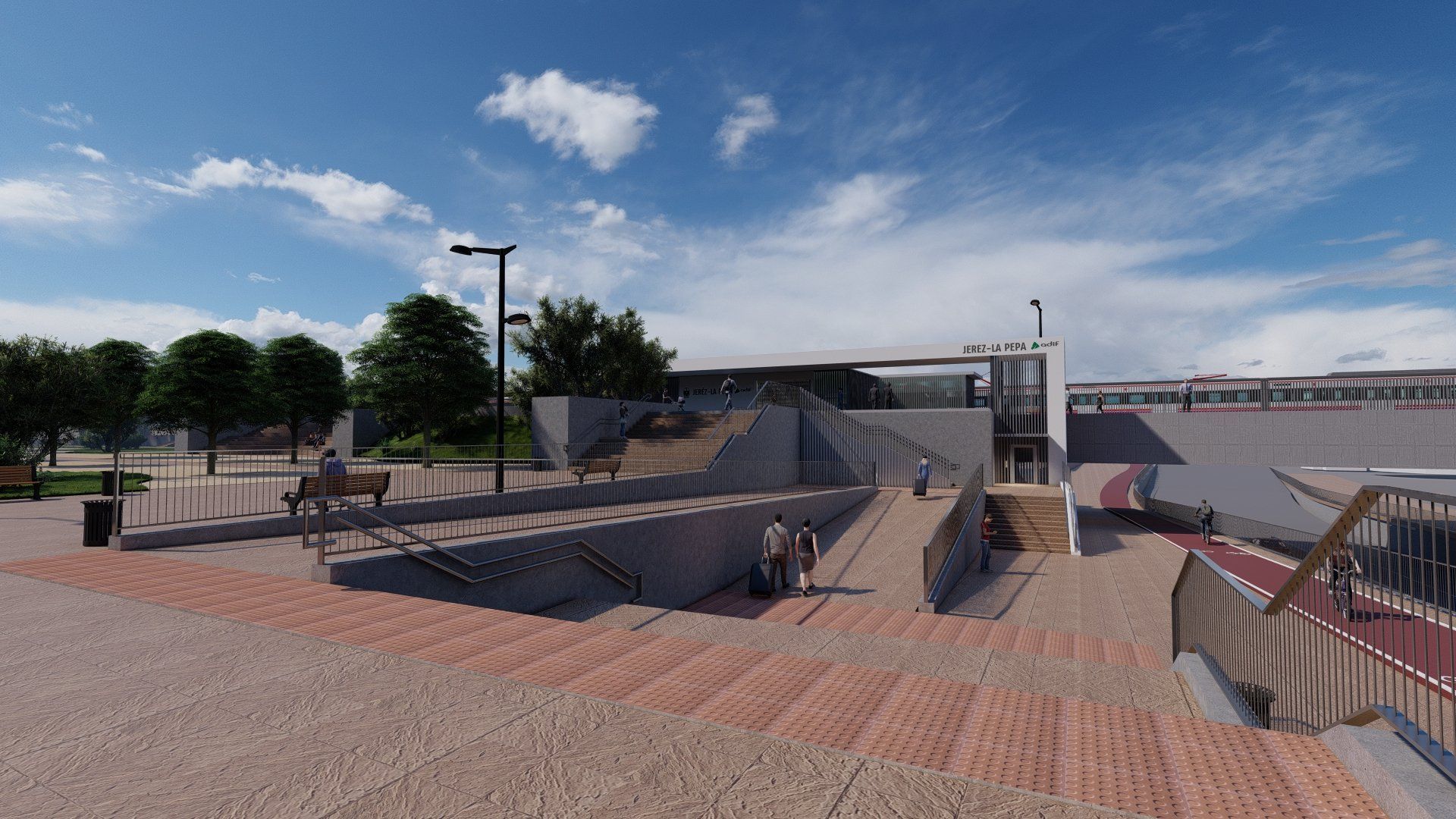 El nuevo apeadero de tren de Jerez, en una recreación virtual, prevé una demanda de 14.000 viajeros diarios.
