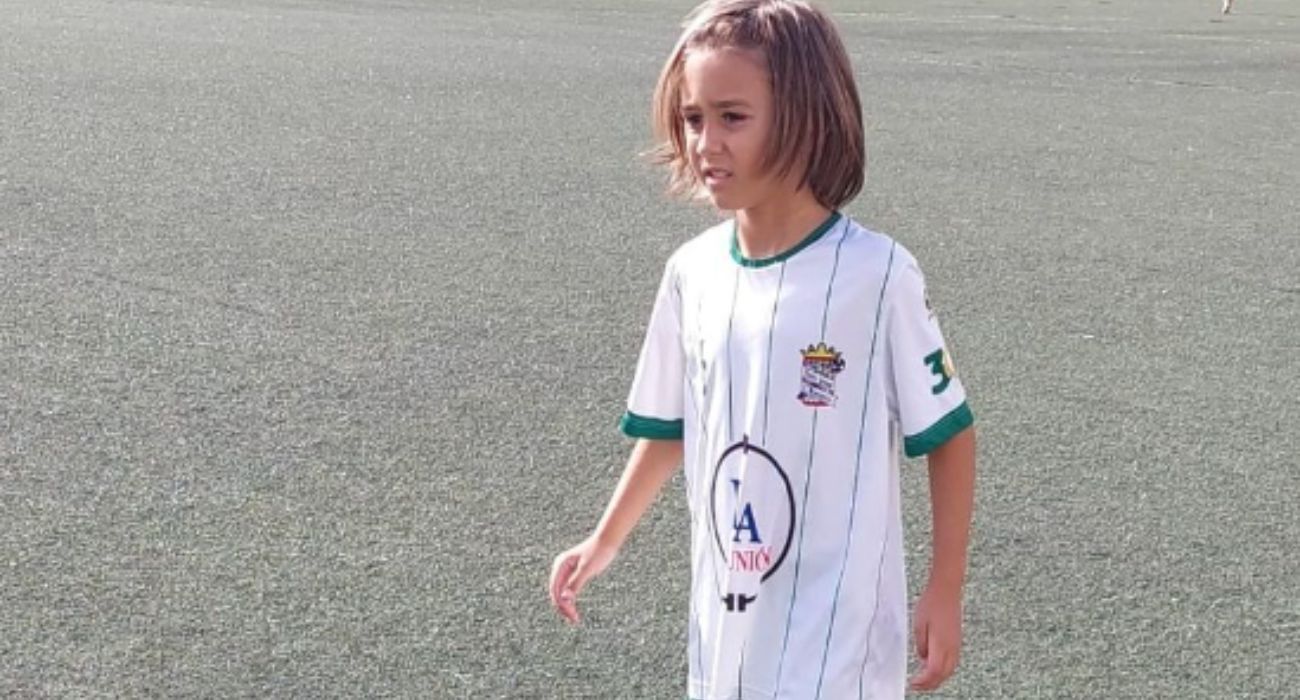 El pequeño Borja, un jugador del San José Obrero de ocho años de edad.