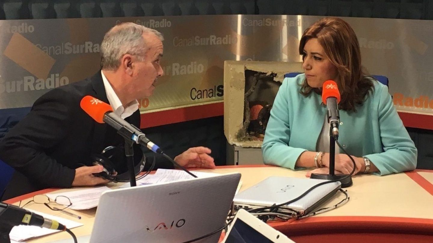 Tom Martín, junto a Susana Díaz el año pasado en Canal Sur Radio.