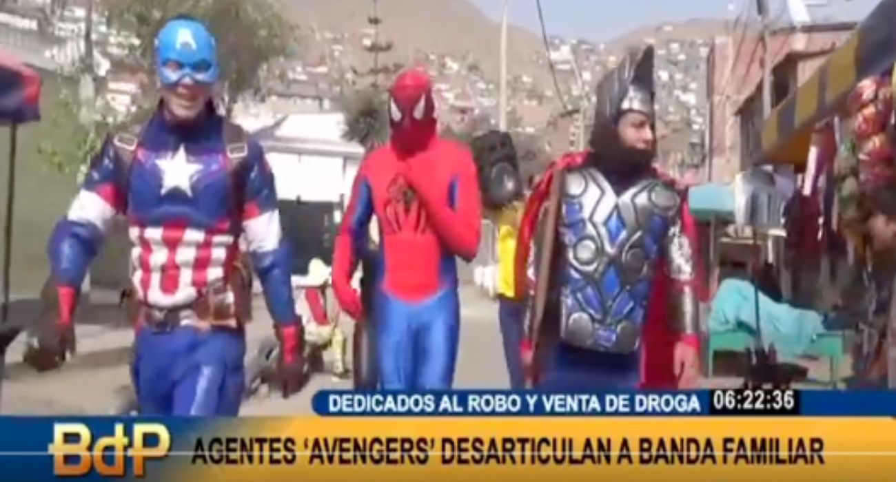 Capitán América, Spiderman y Thor sorprendieron a un clan de narcotraficantes en Perú.