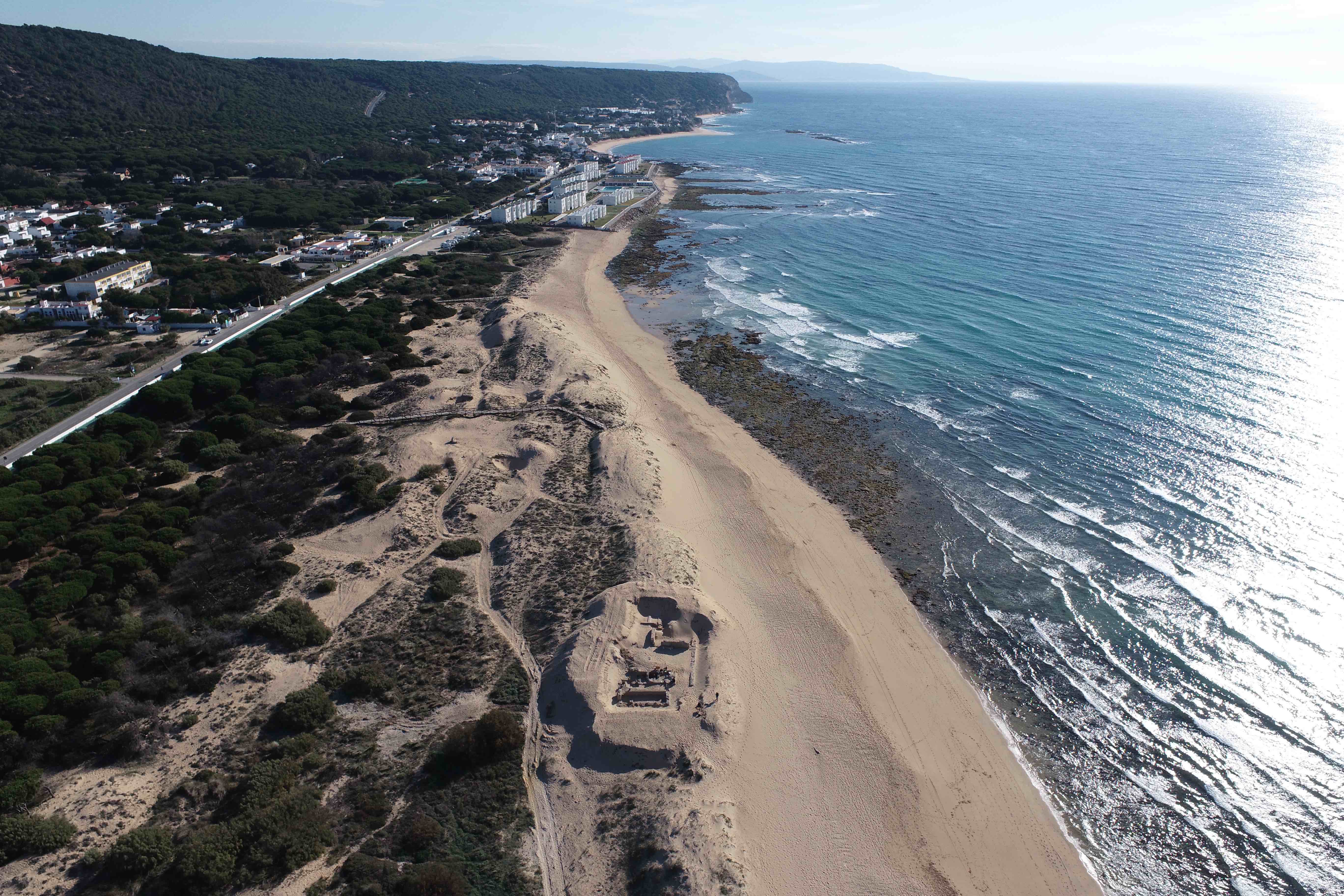 Arqueología con futuro en Cádiz. Vista aérea del yacimiento de Cabo Trafalgar.