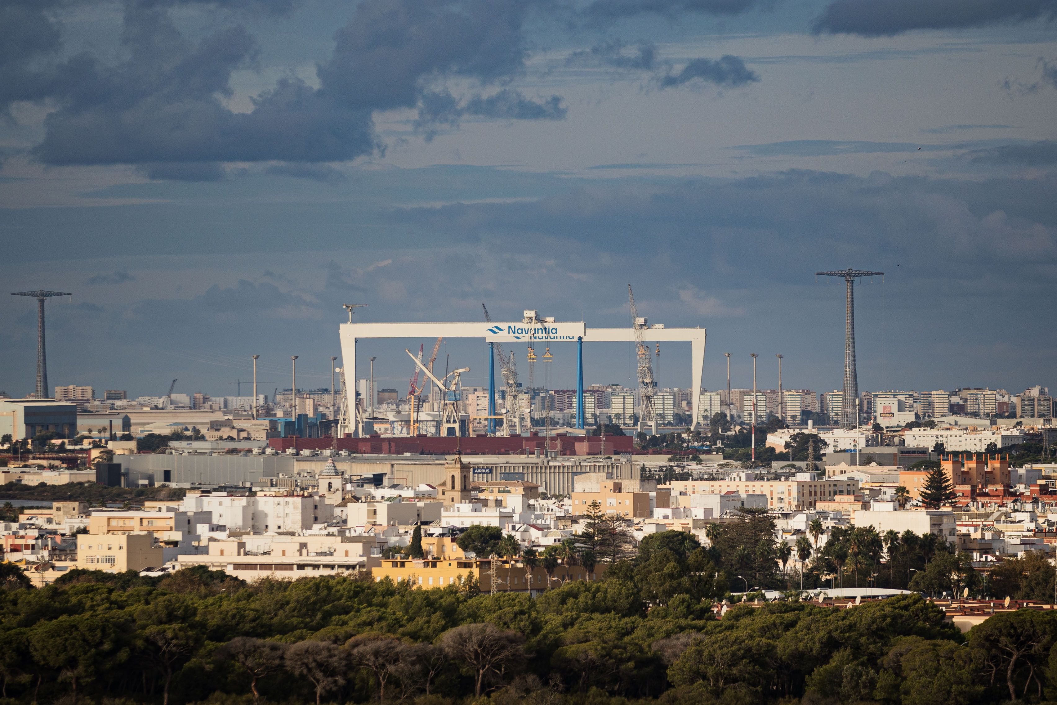 Vista del astillero de Navantia en la Bahía de Cádiz, en una imagen reciente.