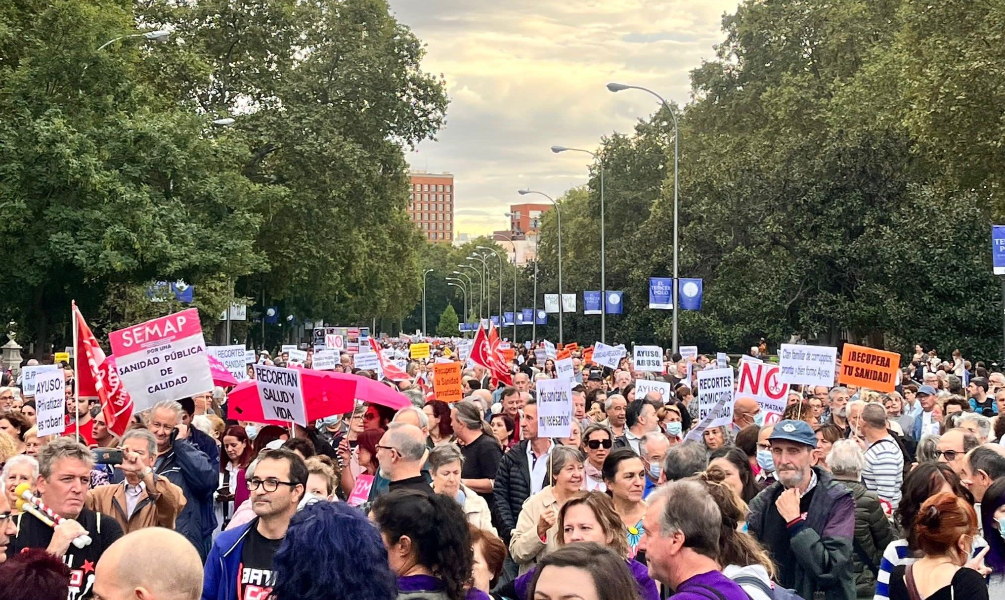 Una protesta en defensa de la Sanidad en Madrid.