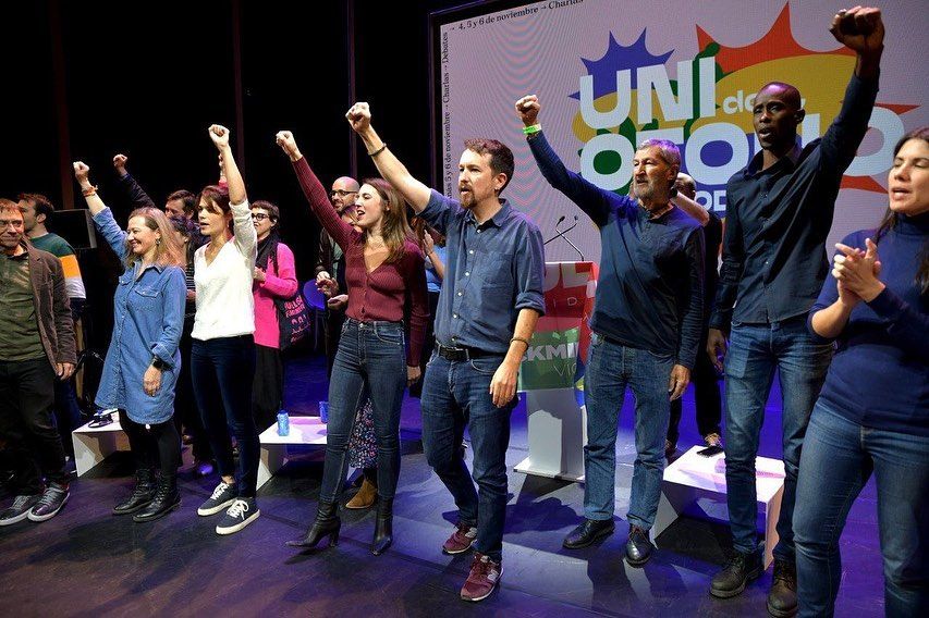 Pablo Iglesias y otros dirigentes de Podemos, en la Uni de Otoño del partido.