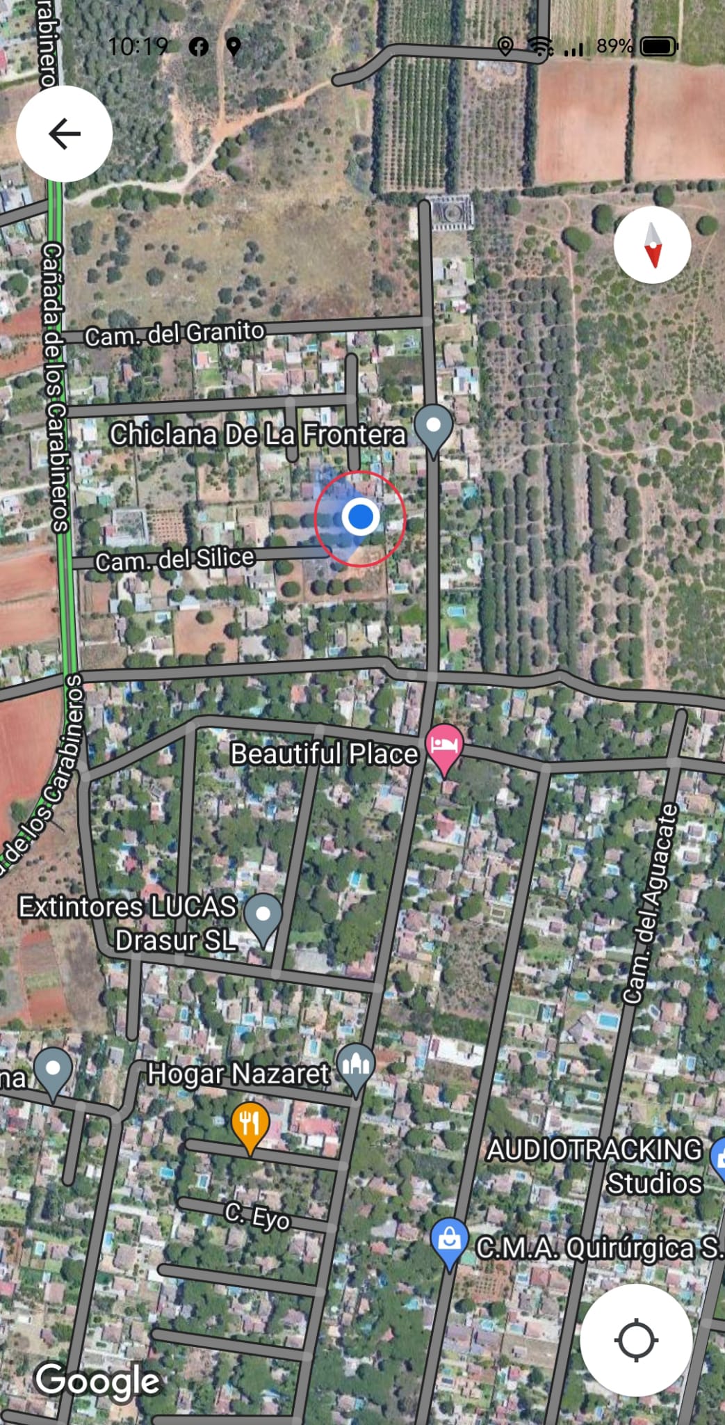 Zona exacta donde desapareció Camilo.