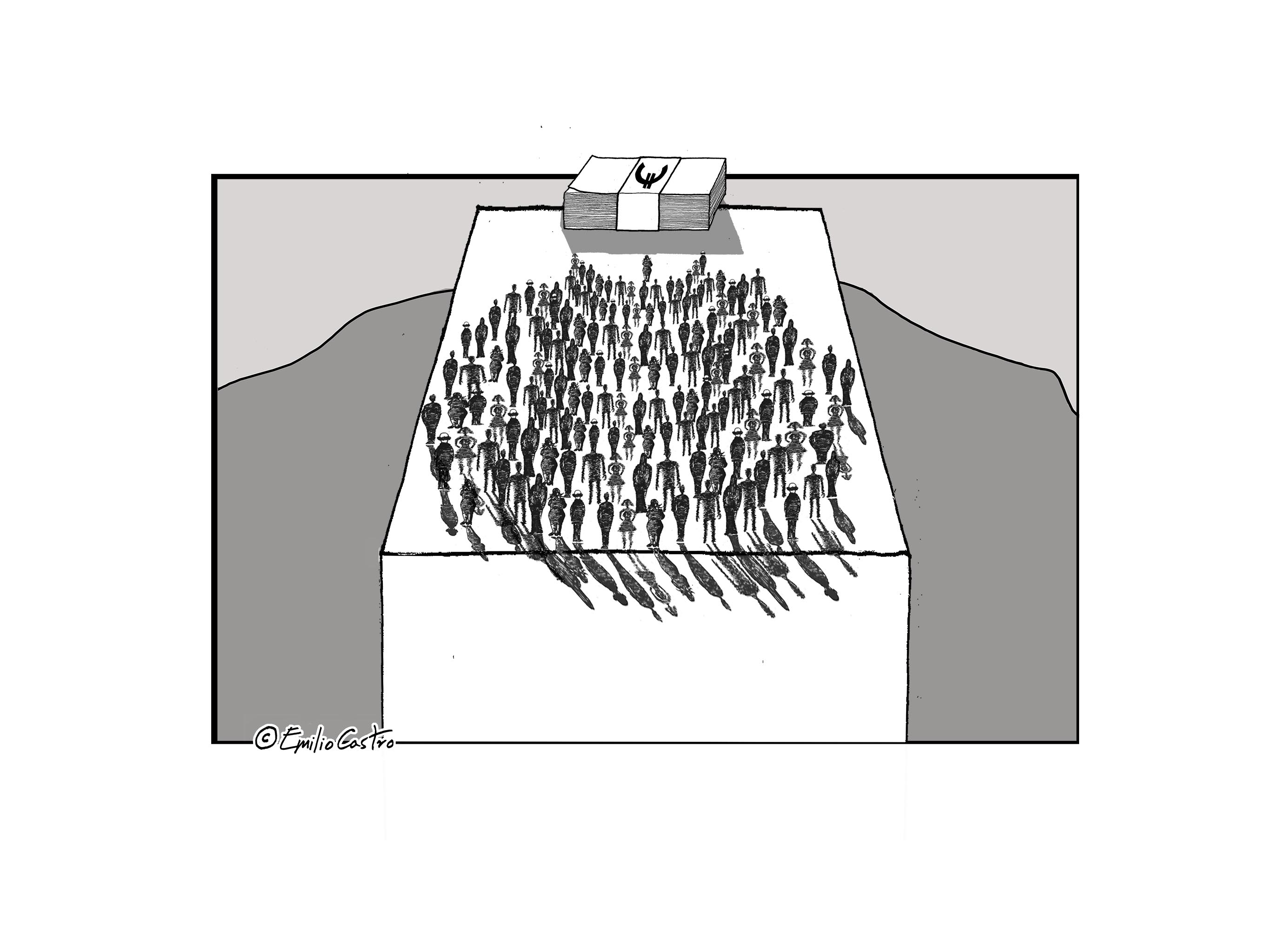 Dinero, ilustración de Emilio Castro.