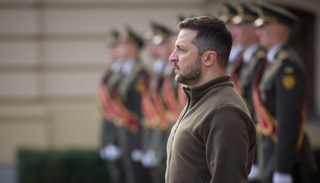 El presidente Volodymyr Zelenskyy  en el día de los defensores. PRESIDENCIA UCRANIA