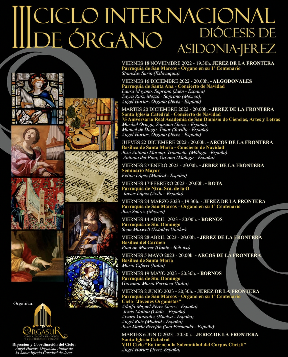 Cartel en el que se informa sobre cada uno de los conciertos del ciclo. 