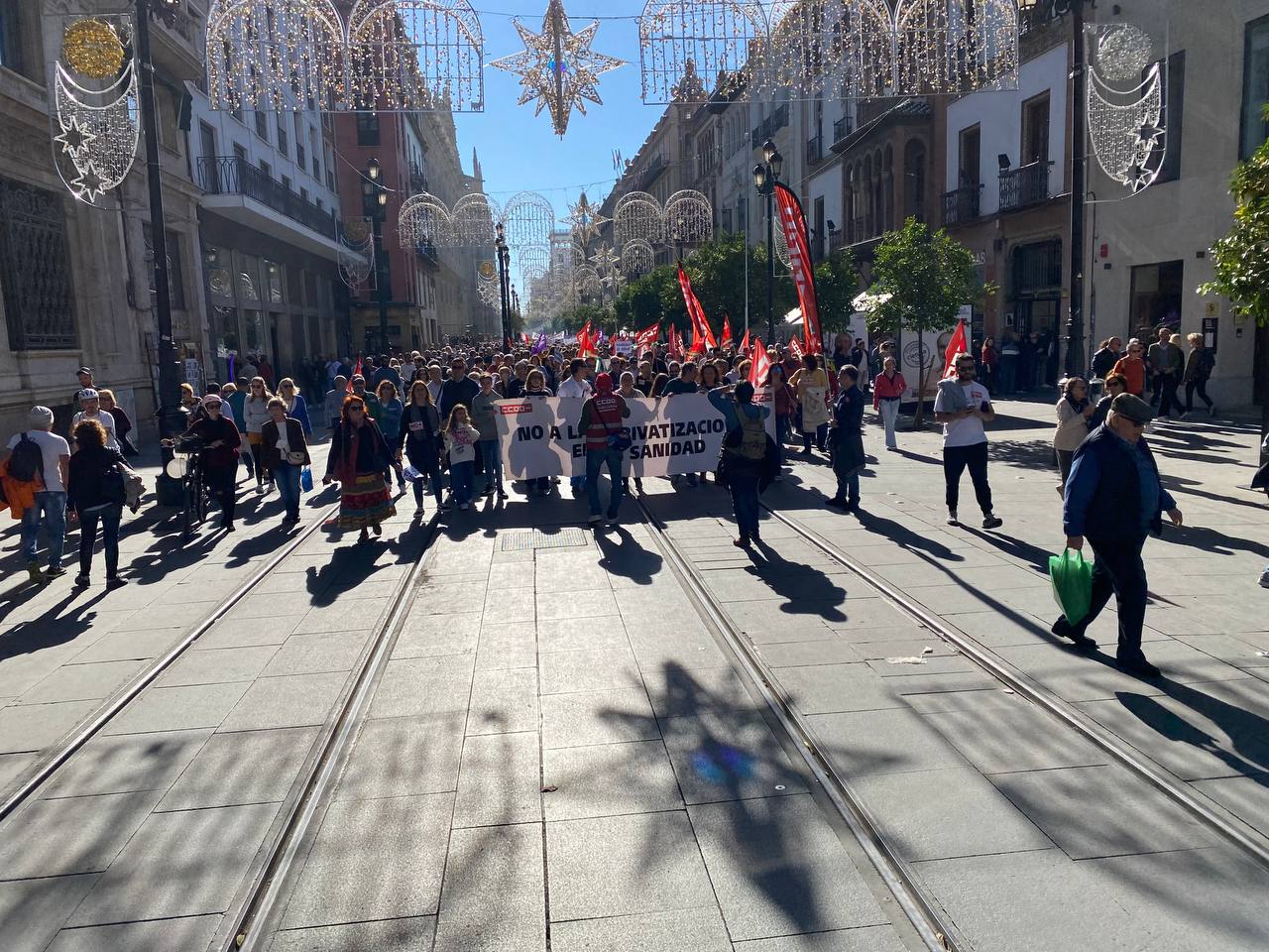 Imagen de la manifestación para reivindicar ante la Junta la importancia de la sanidad pública del pasado sábado.