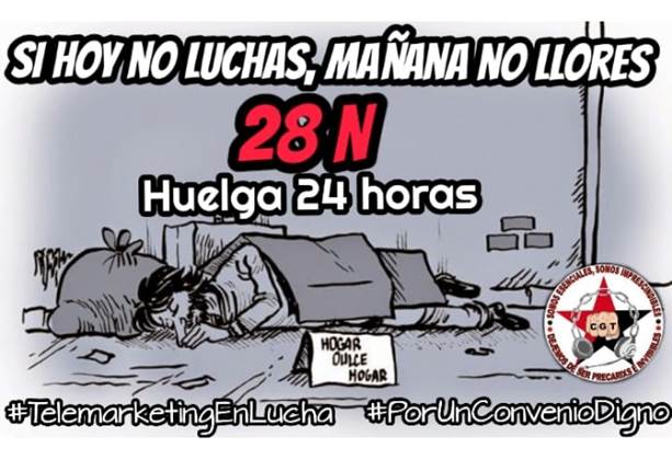 Cartel huelga telemarketing CGT