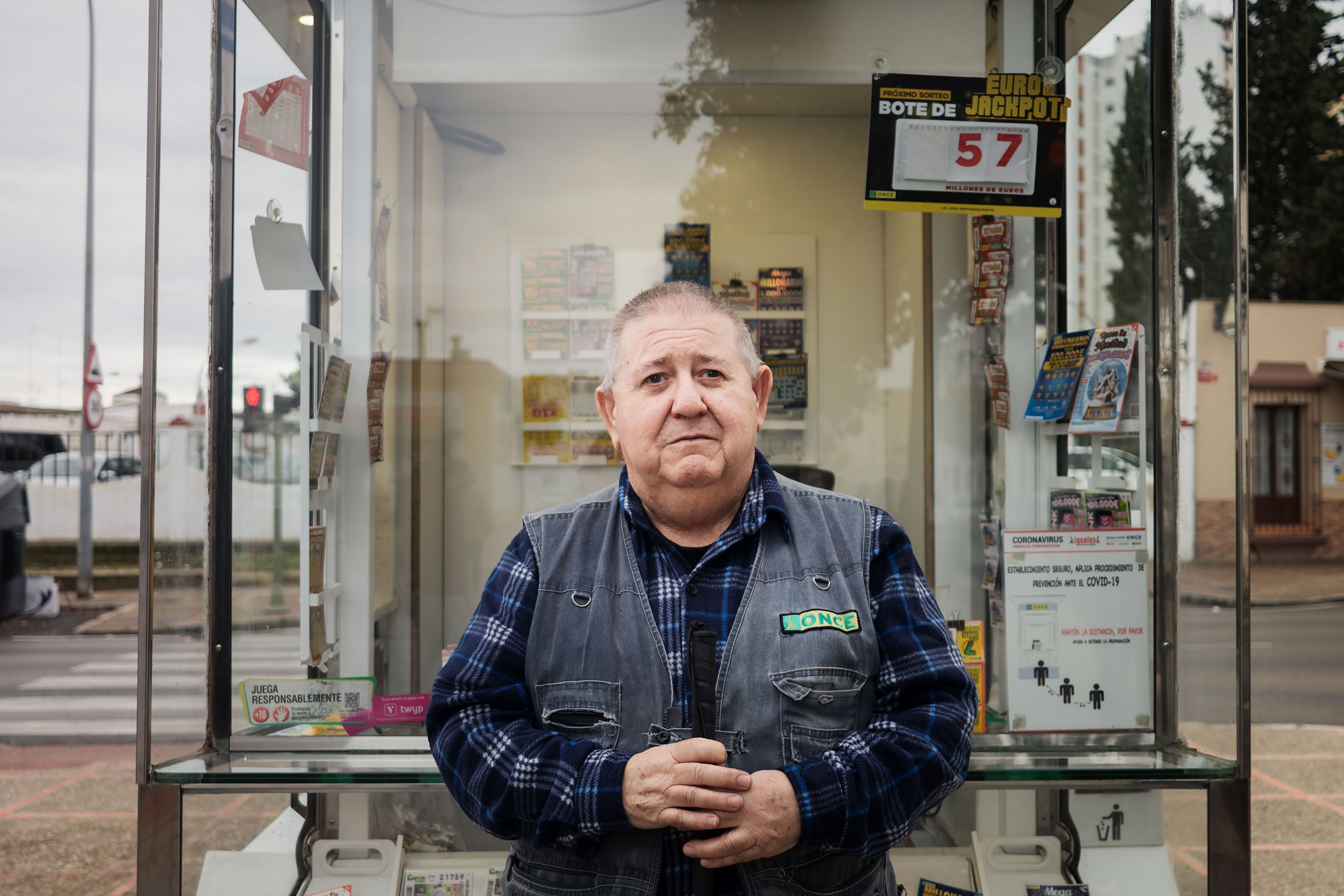 Pedro Alegre, el vendedor de la ONCE que vendió los cupones premiados.