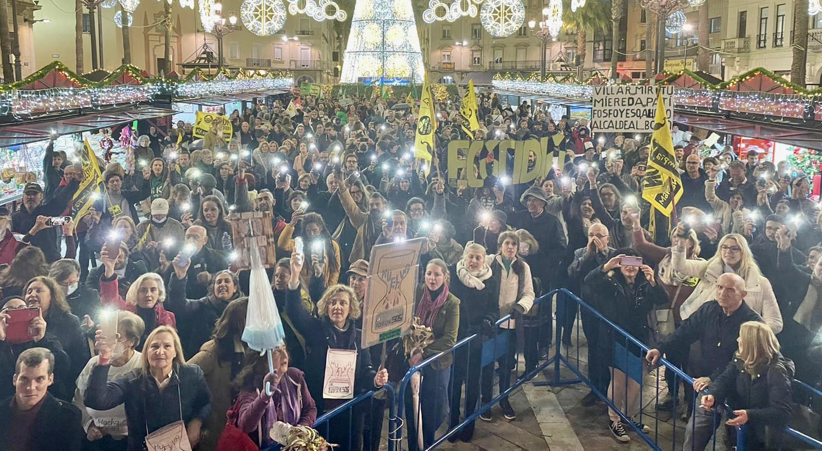 Un instante de la manifestación contra los fosfoyesos celebrada en Huelva.