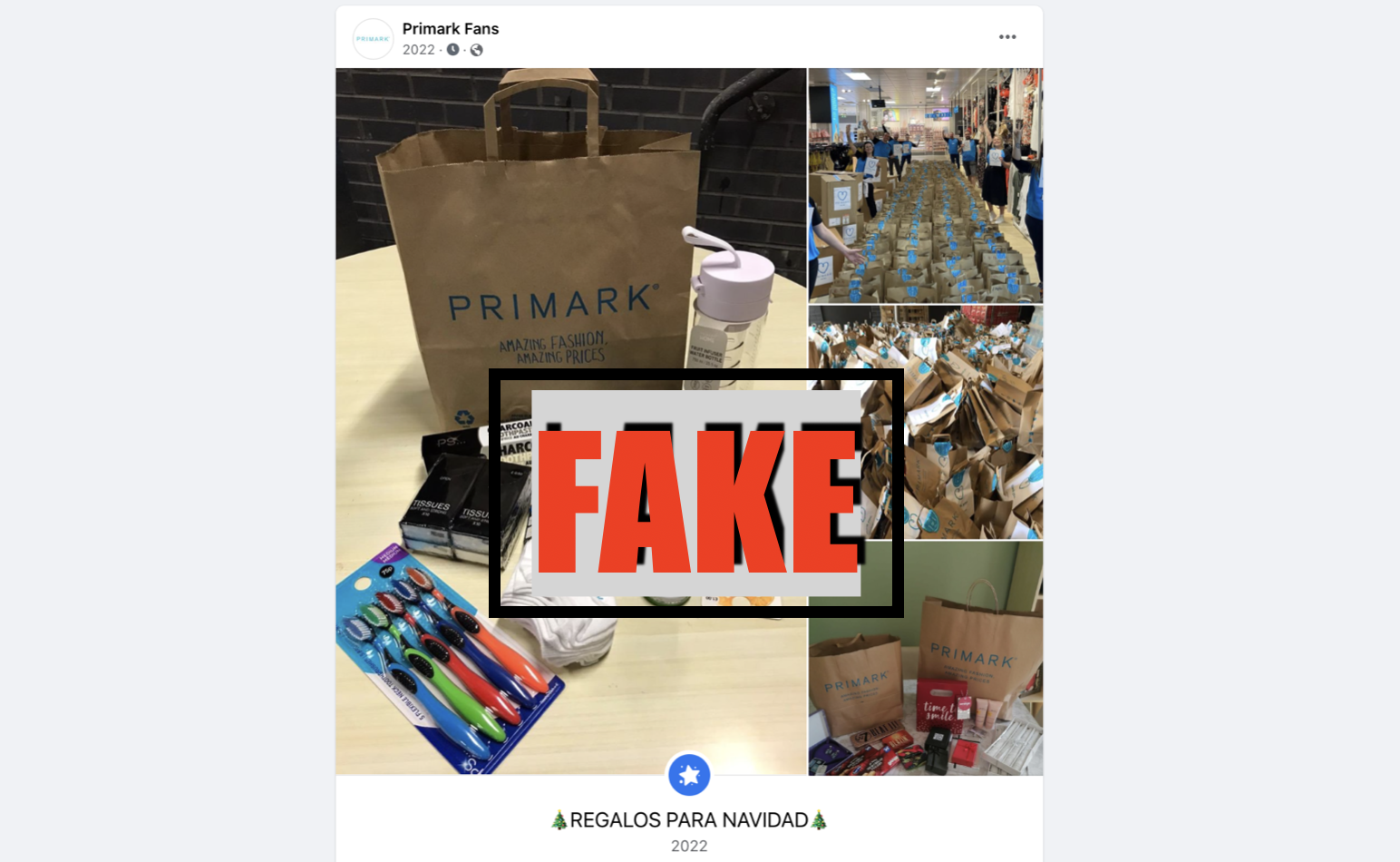 Alerta bulo: Primark no está entregando regalos por escribir 'Feliz Navidad' en Facebook.