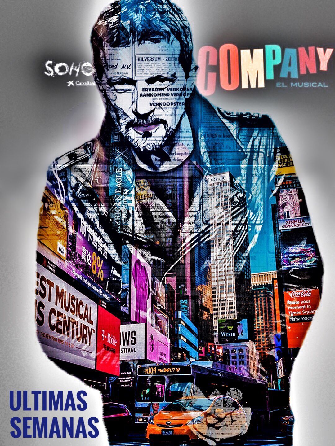 Cartel de la obra de Antonio Banderas en Madrid.