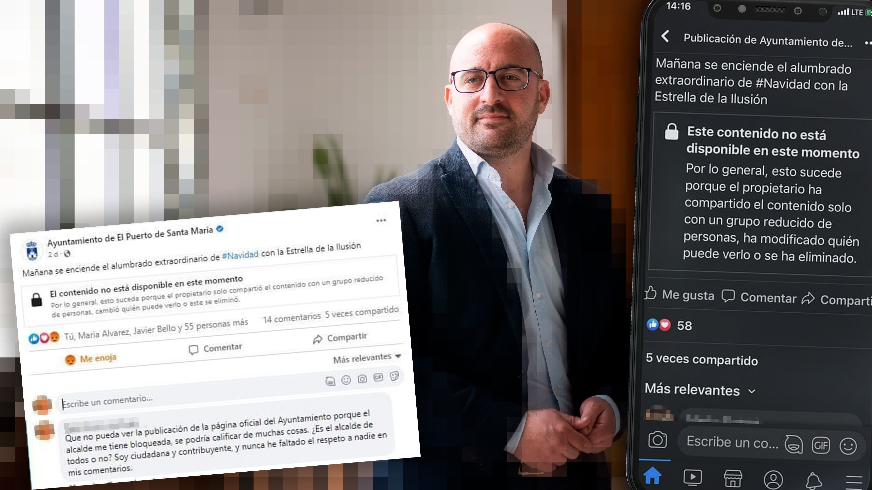 El alcalde de El Puerto, Germán Beardo, criticado por bloquear a ciudadanos en sus redes sociales.