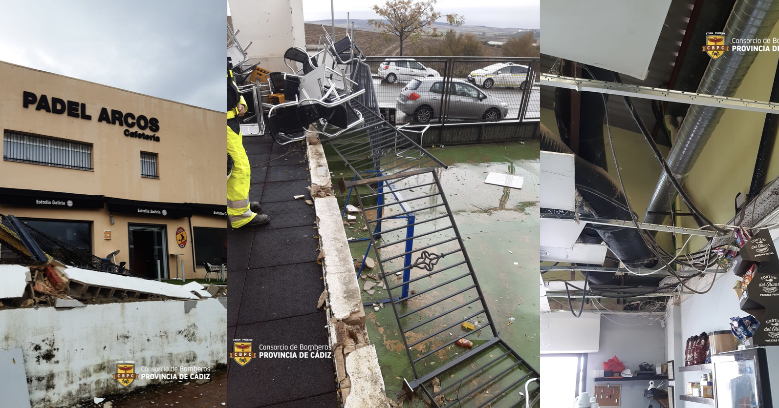 Un tornado causa numerosos daños en el polígono industrial El Peral de Arcos.