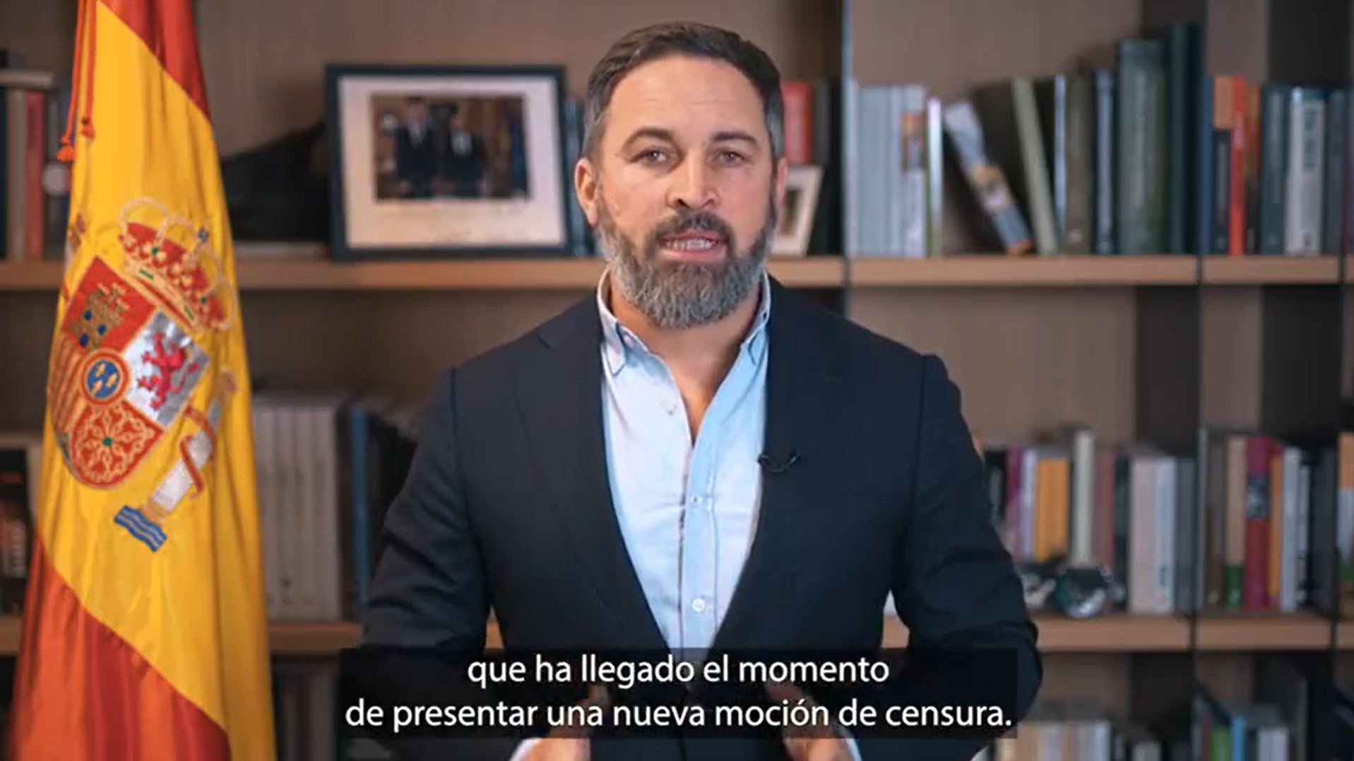 Santiago Abascal anunciando la moción de censura.