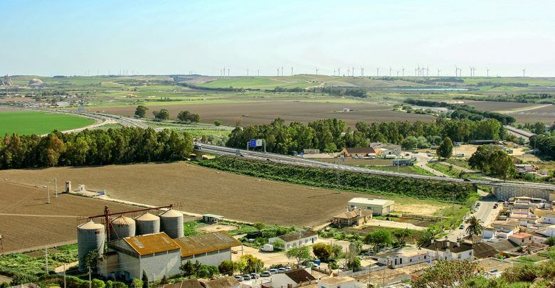 Vista aérea de la barriada rural de Lomopardo.