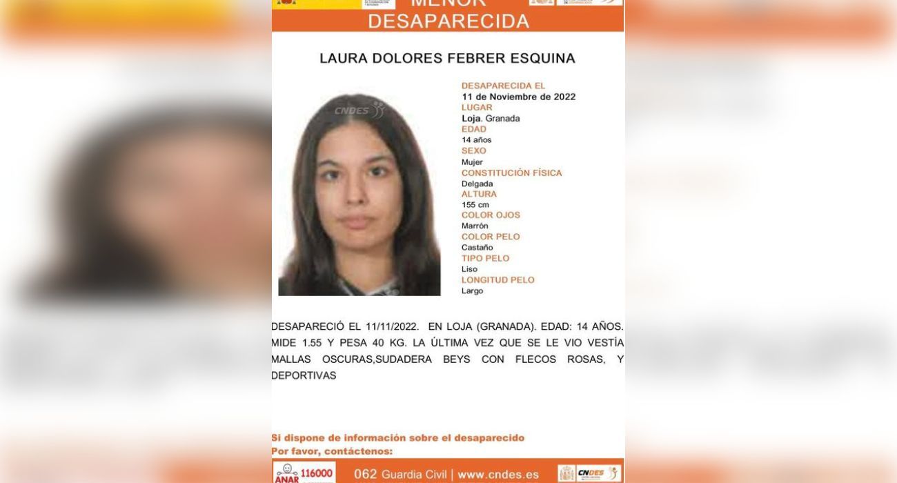 Una imagen del cartel de búsqueda de Laura, una menor desaparecida hace un mes.