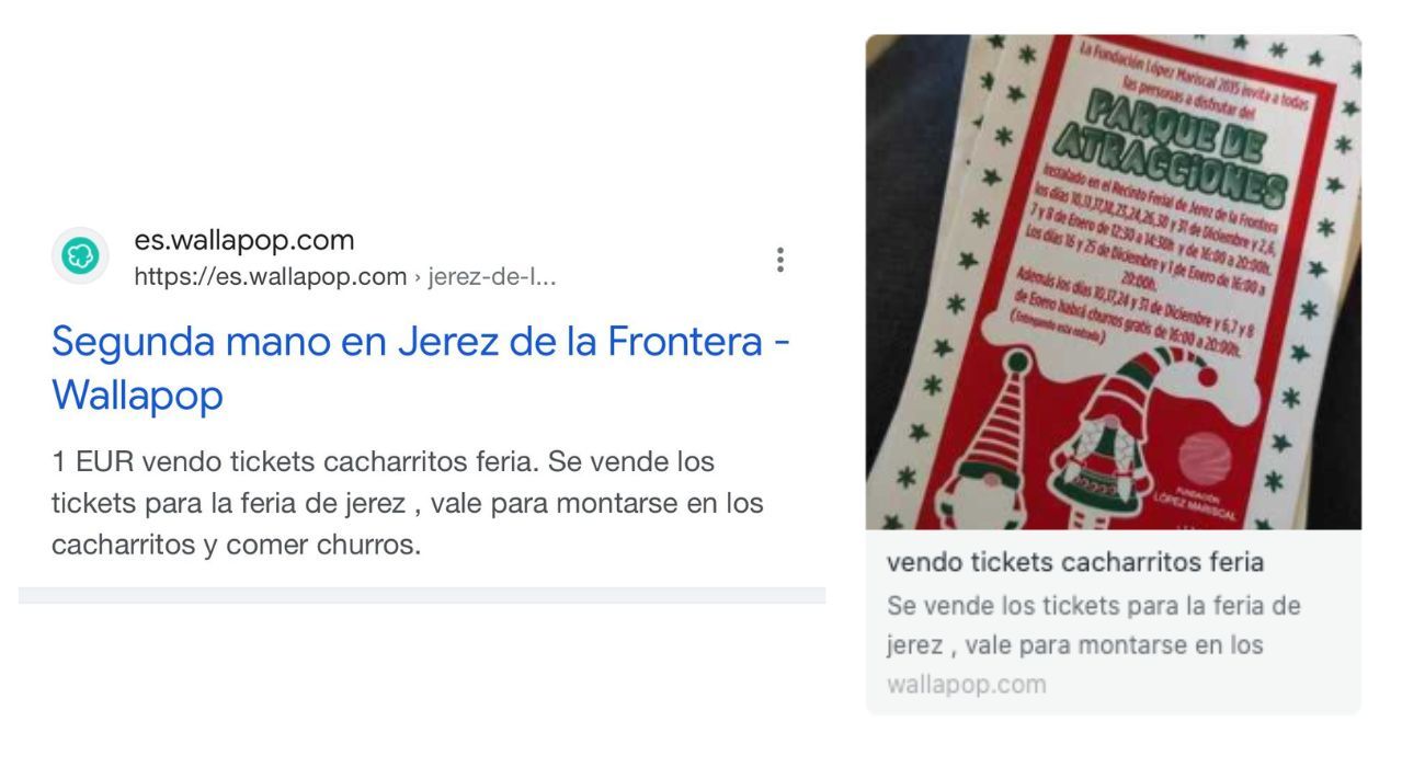 Anuncio de venta de tickets para la 'Feria de la Navidad' en Wallapop. 