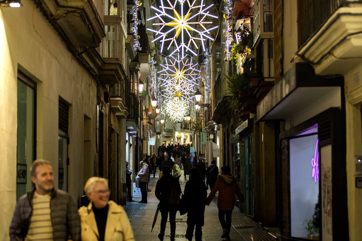 El alumbrado de Navidad de Cádiz el pasado año.