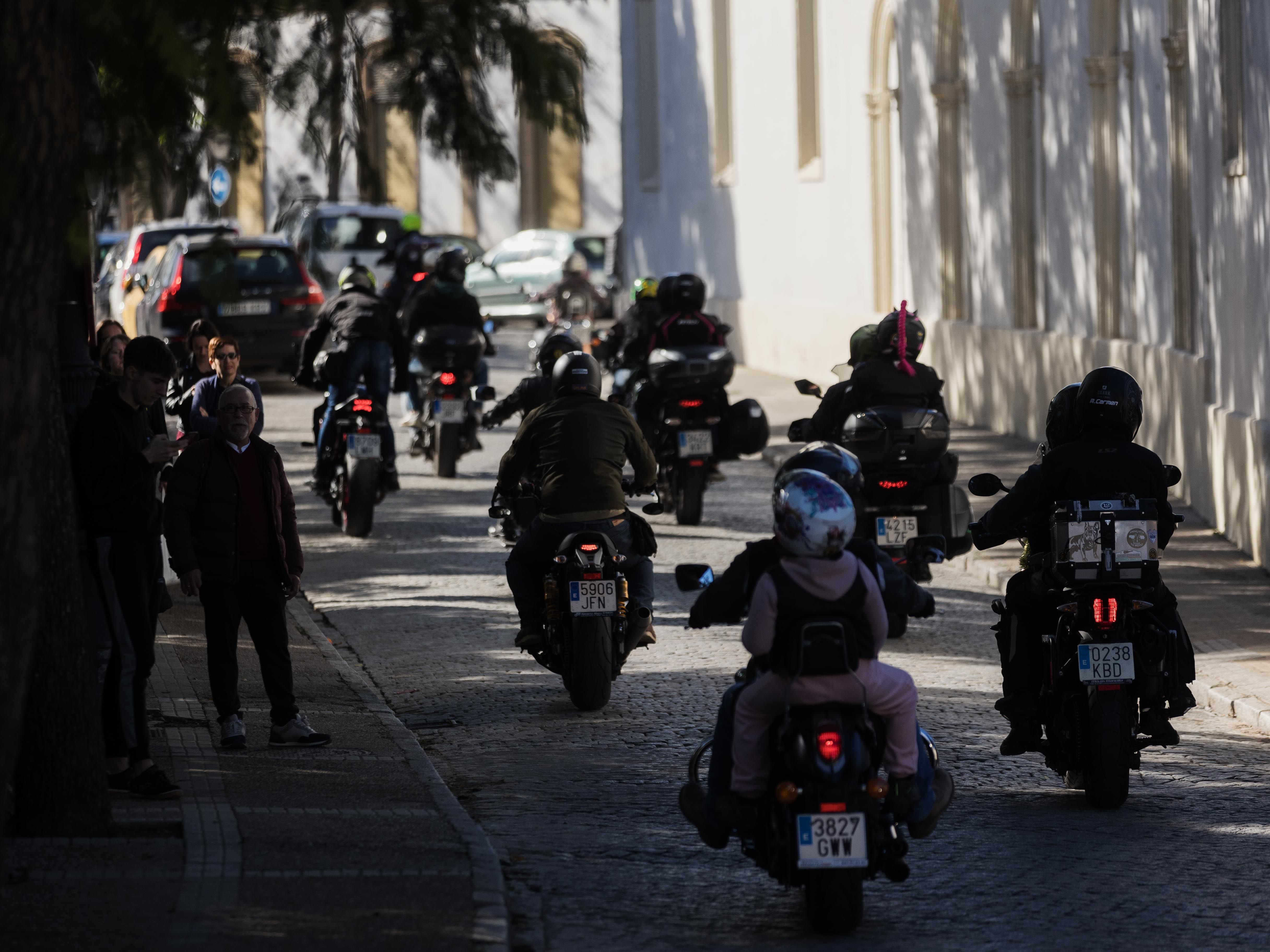 Una caravana motera en Jerez, en una imagen de archivo.