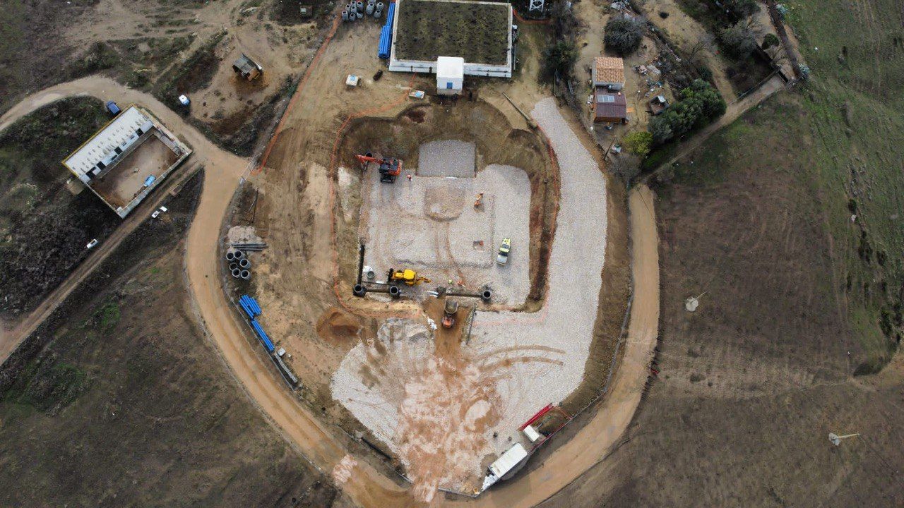 Vista aérea de la obra del depósito de Paterna.