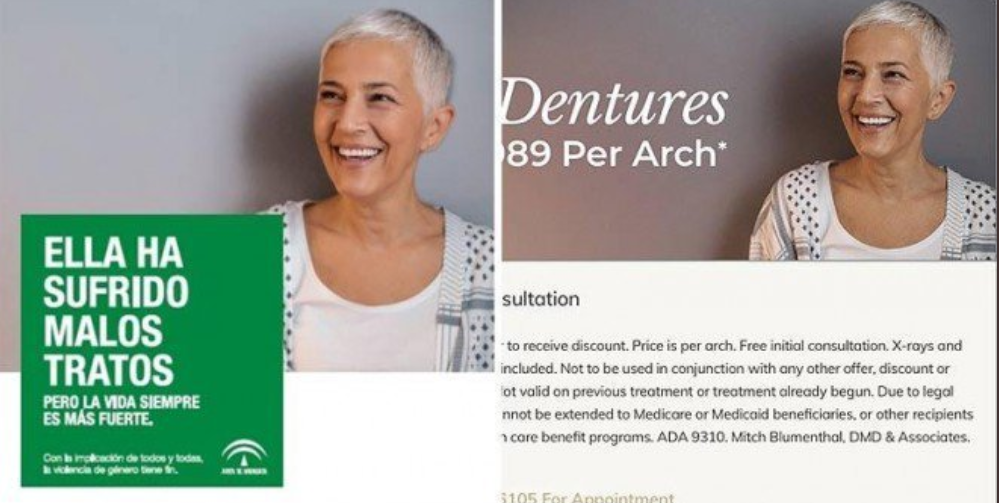 Captura de la campaña contra la violencia de género de la Junta y la imagen real de donde se ha tomado