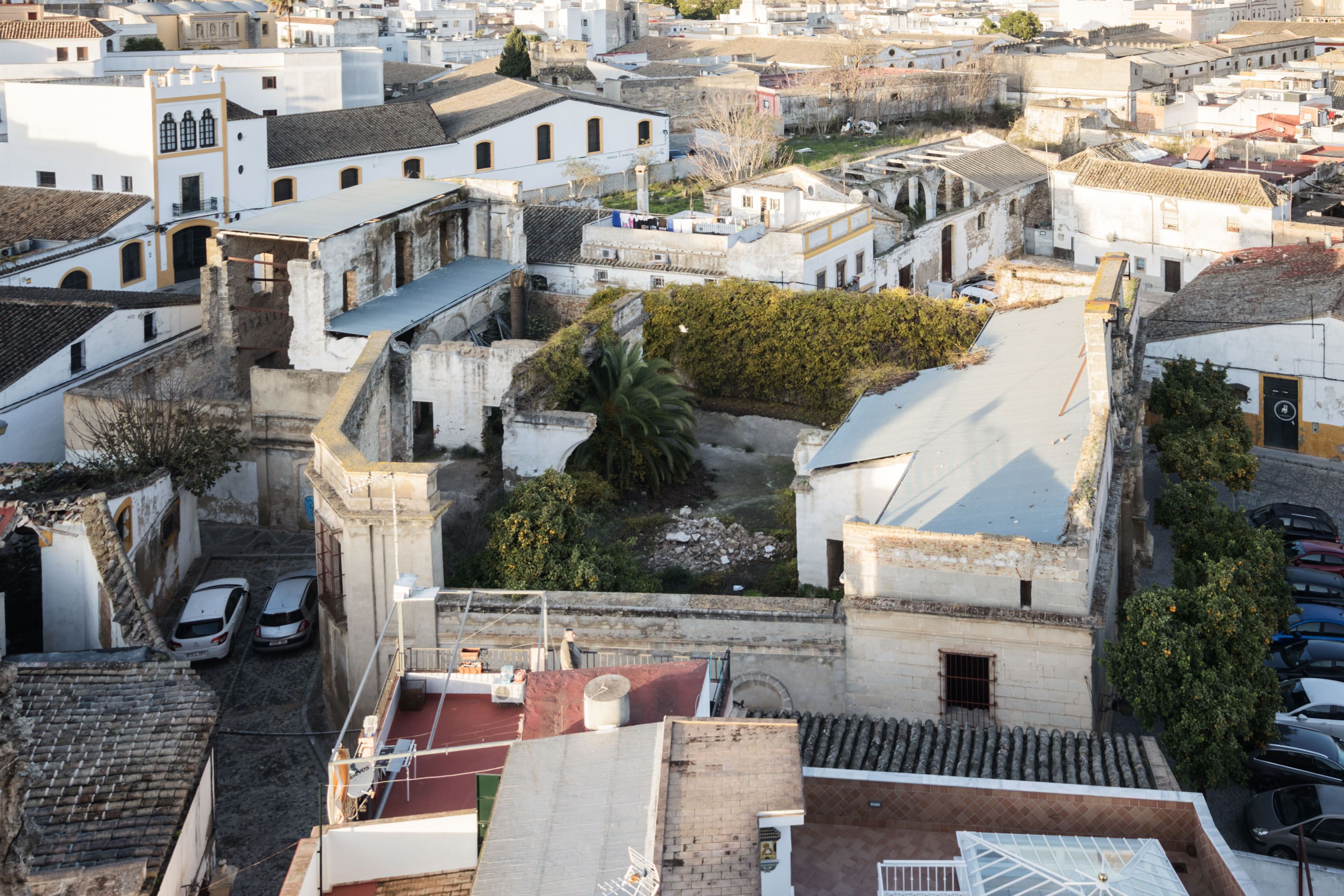 Vista reciente del palacio de Riquelme desde la torre de San Mateo.