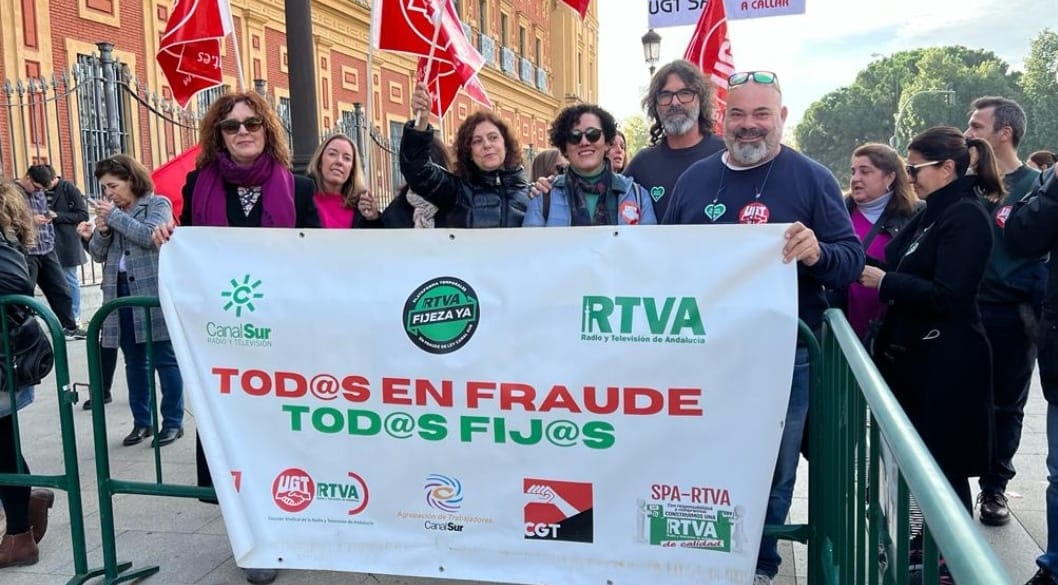 Una de las protestas de los empleados de Canal Sur. UGTRTVA