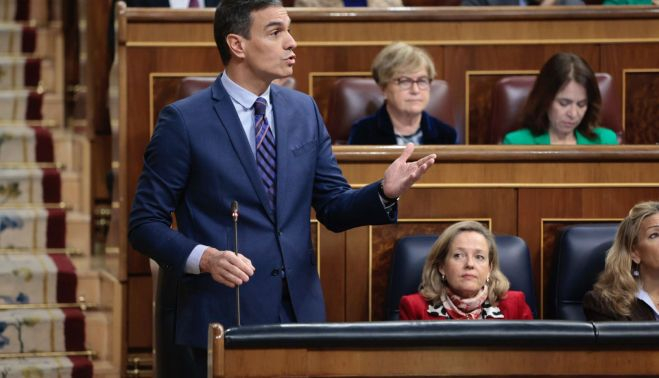 Pedro Sánchez durante su intervención en el Congreso. POOL CONGRESO