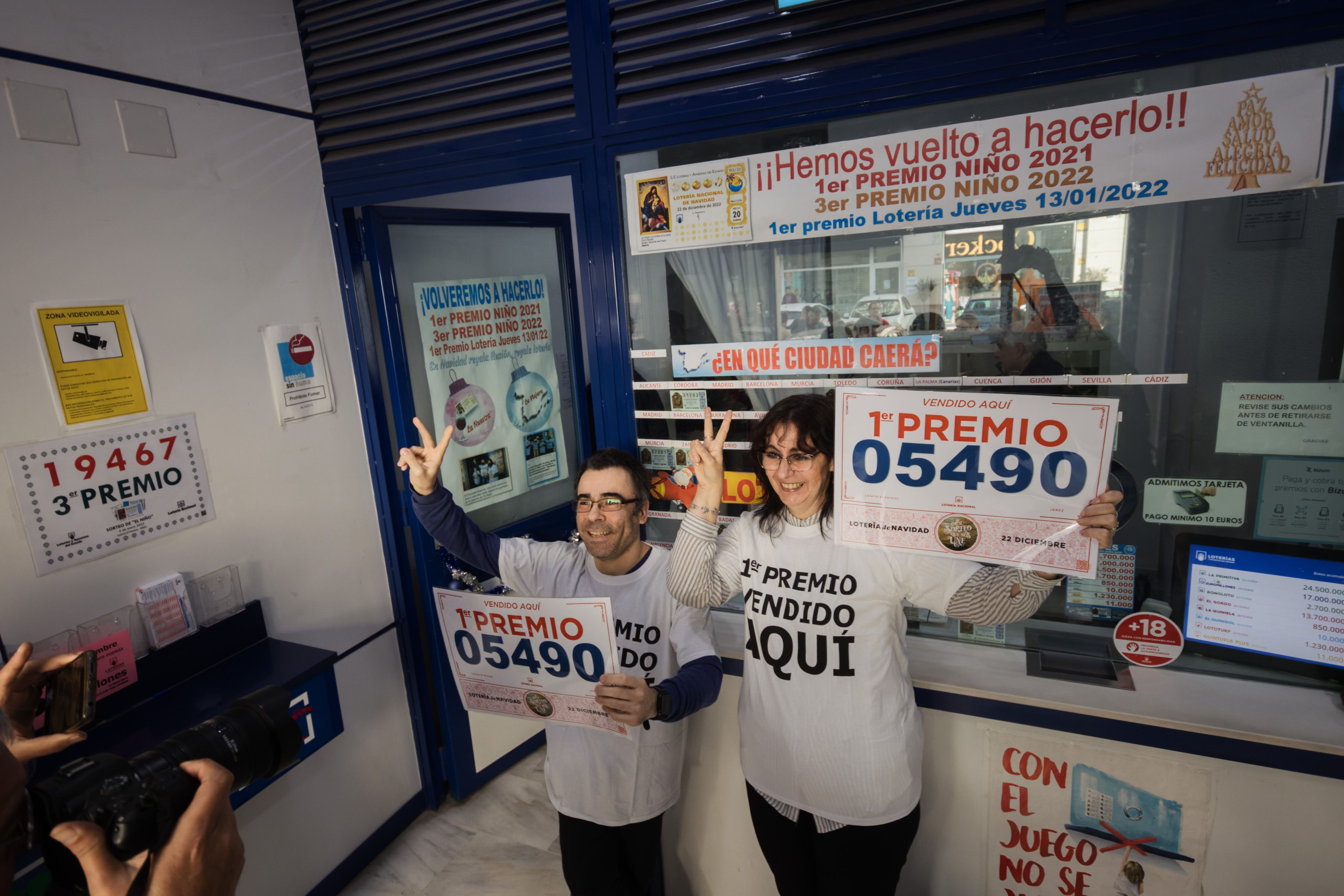 Celebración del premio de la Lotería de Navidad en una imagen reciente.