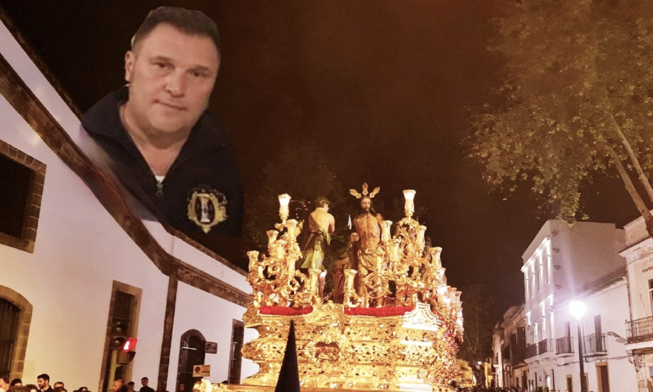 Juanma Ballesteros (DEP), en un montaje junto al Señor de la Flagelación. (Imagen: Santiago Cobos).