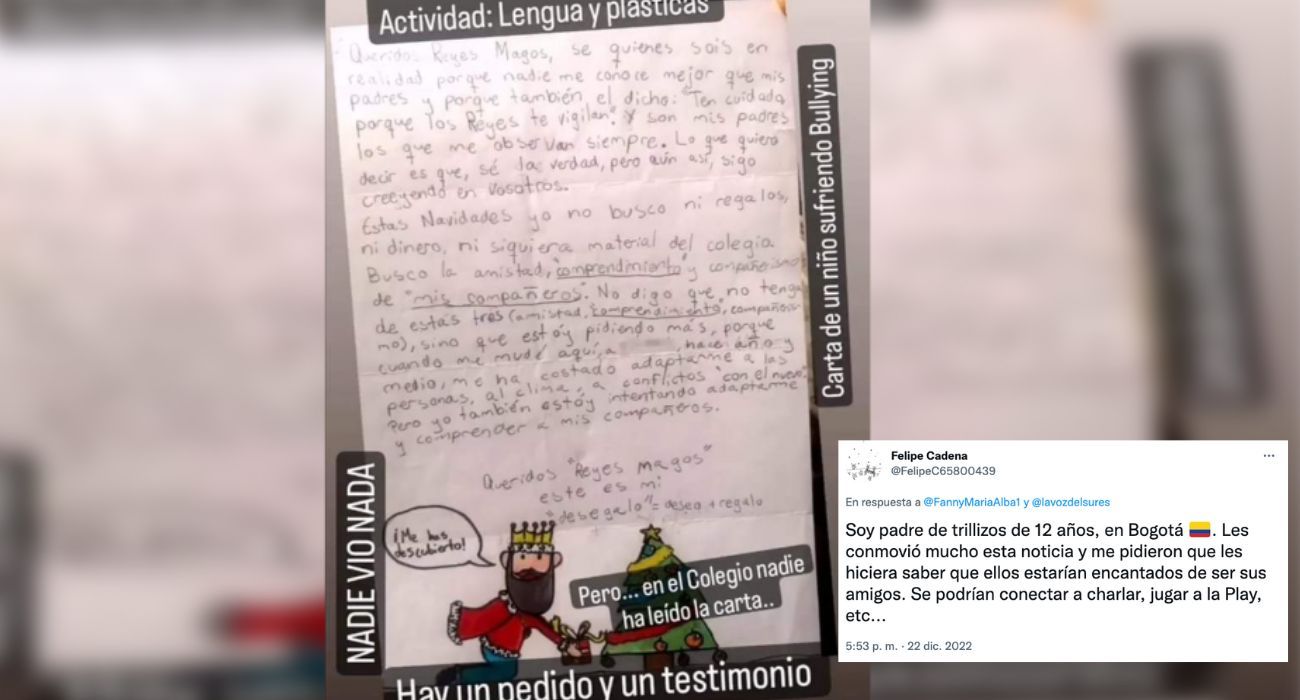 La carta a los Reyes Magos del niño andaluz víctima de acoso escolar.