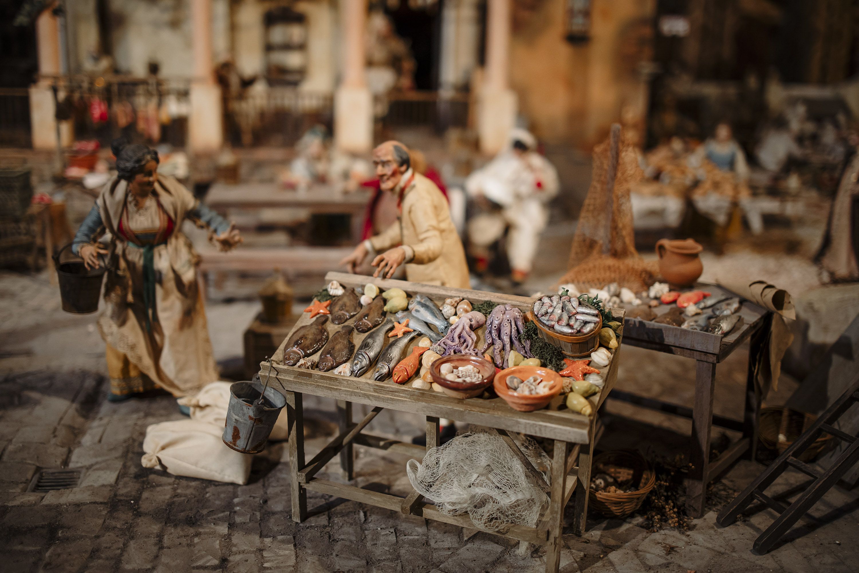 Otra de las figuras del napolitano, un vendedor en el mercado.    ESTEBAN
