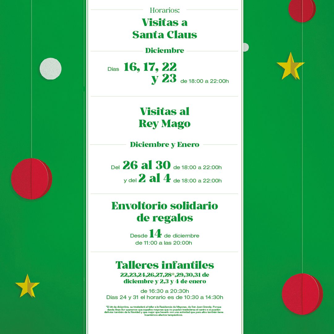 Programación navideña en Área Sur.