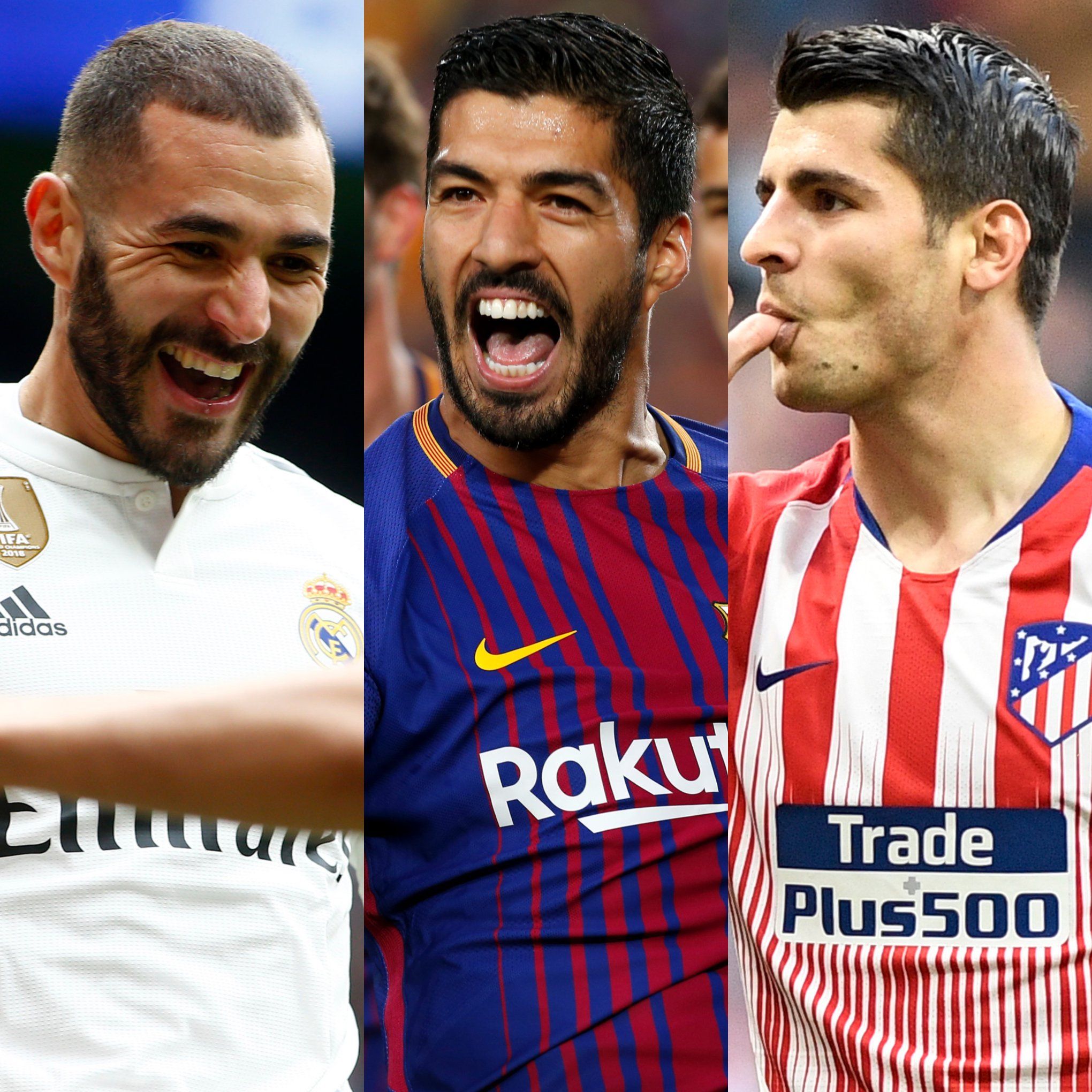 Benzema, Luis Suárez y Morata, en una imagen de LaLiga.