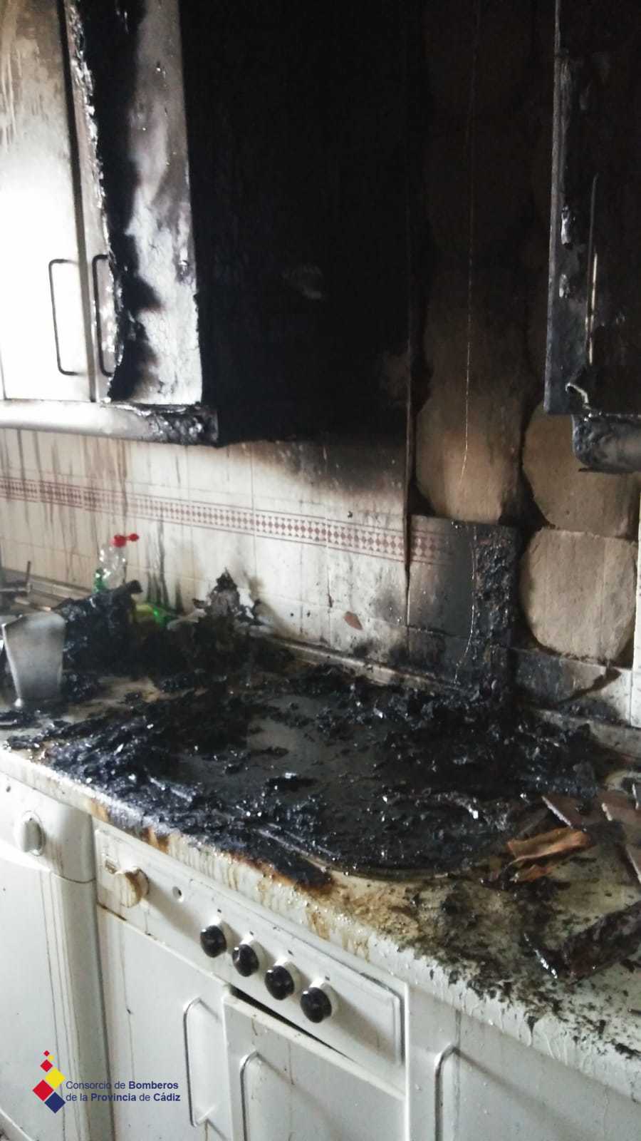 Incendio en la cocina de la vivienda.