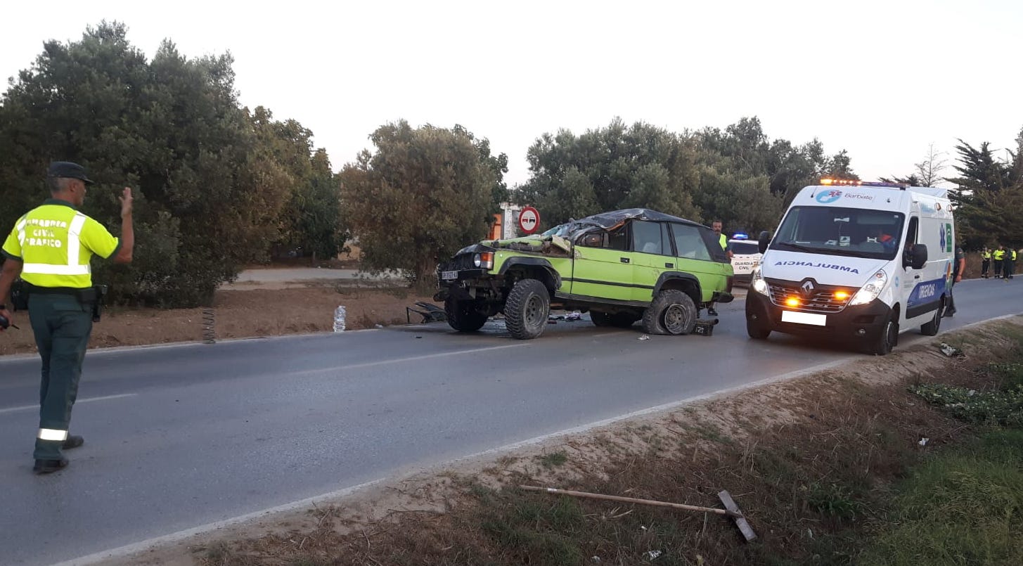 Imagen del todoterreno tras el accidente.