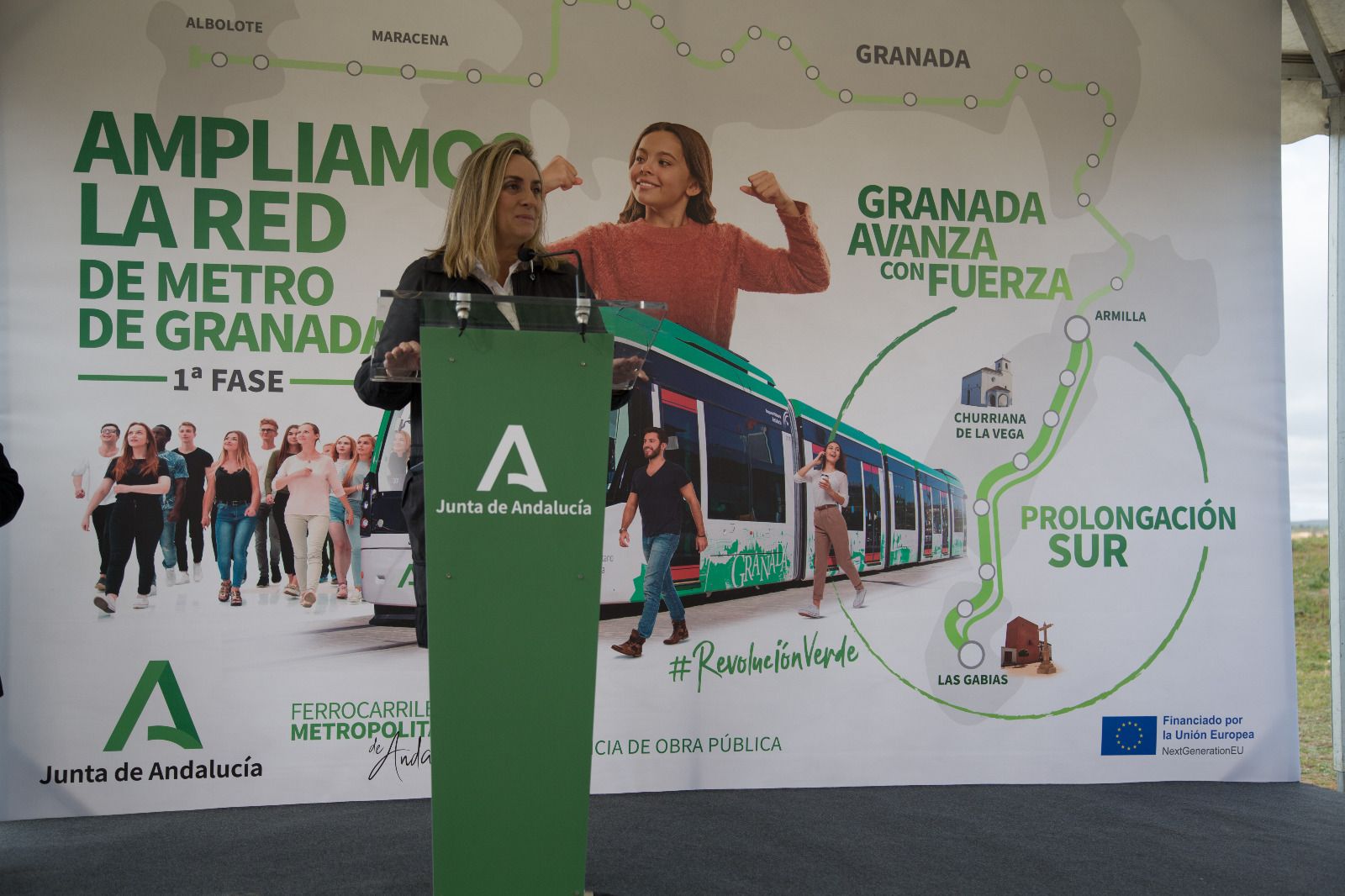Carazo presentando la ampliación del metro de Granada.
