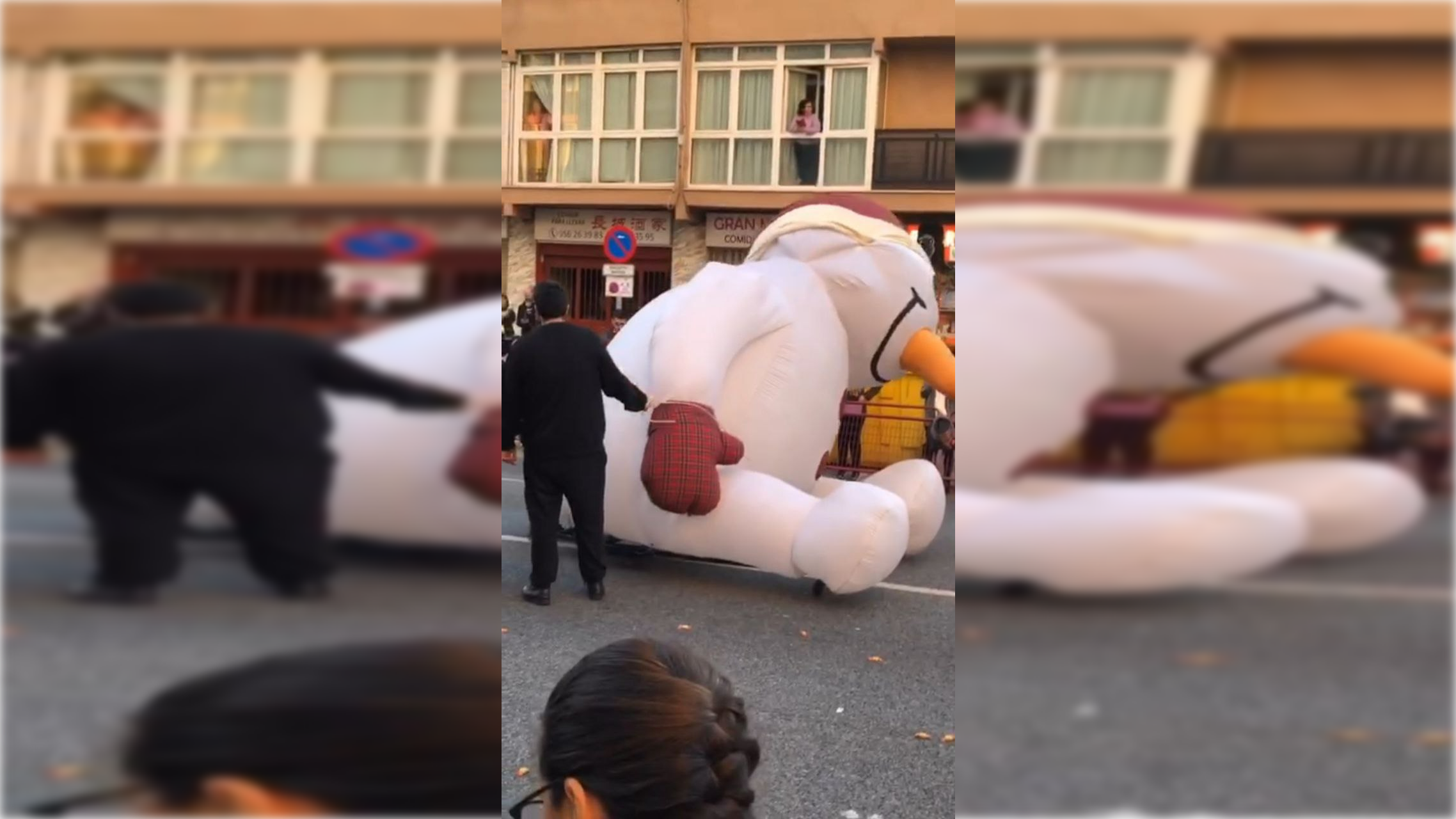 Imagen del muñeco de nieve que han tenido que retirar.