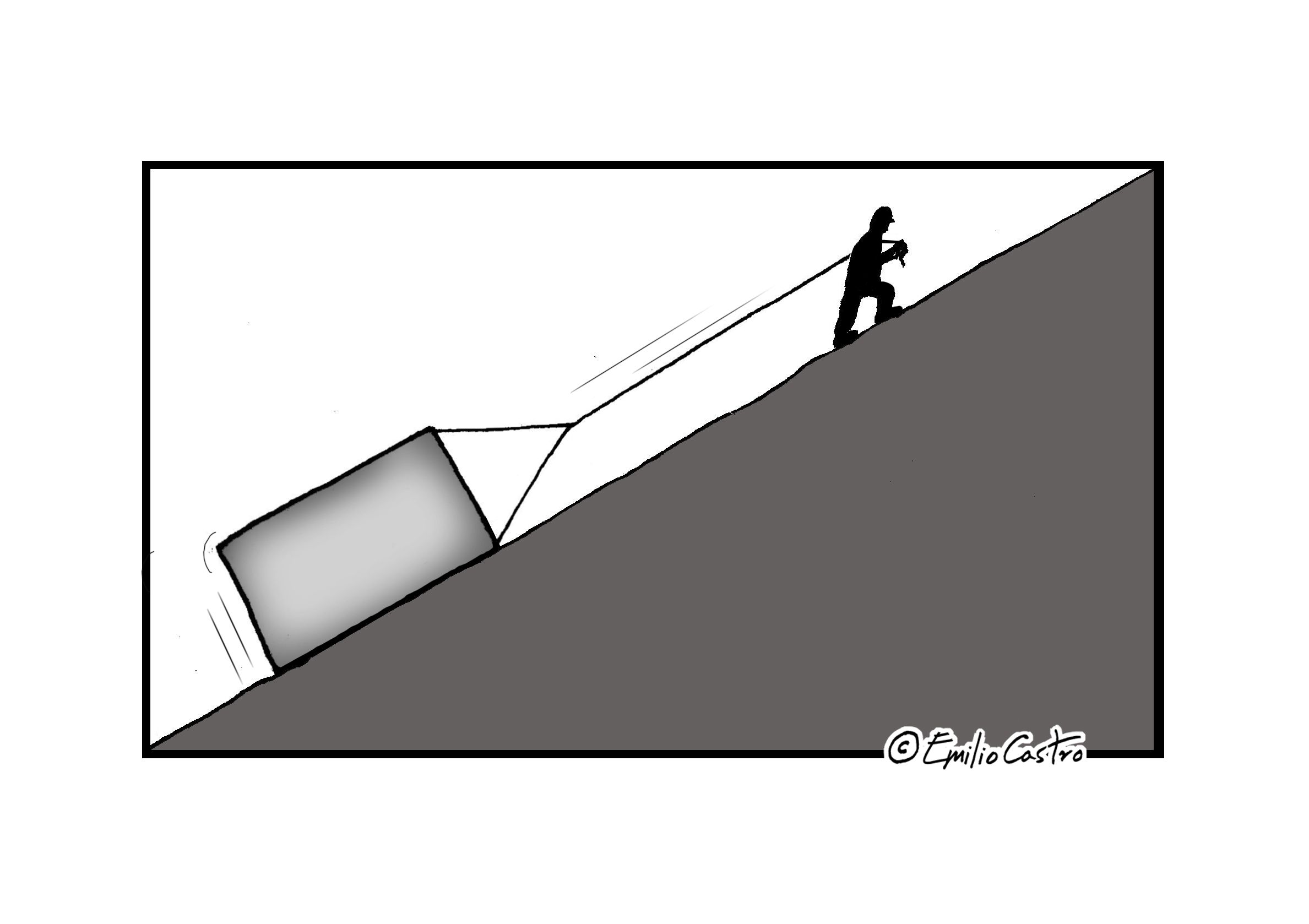 Pendiente, una viñeta de Emilio Castro.