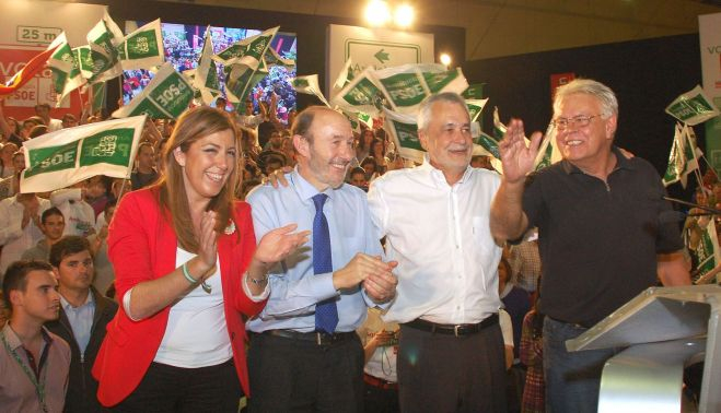 Díaz, Rubalcaba, Griñán y González en marzo de 2012. PSOE