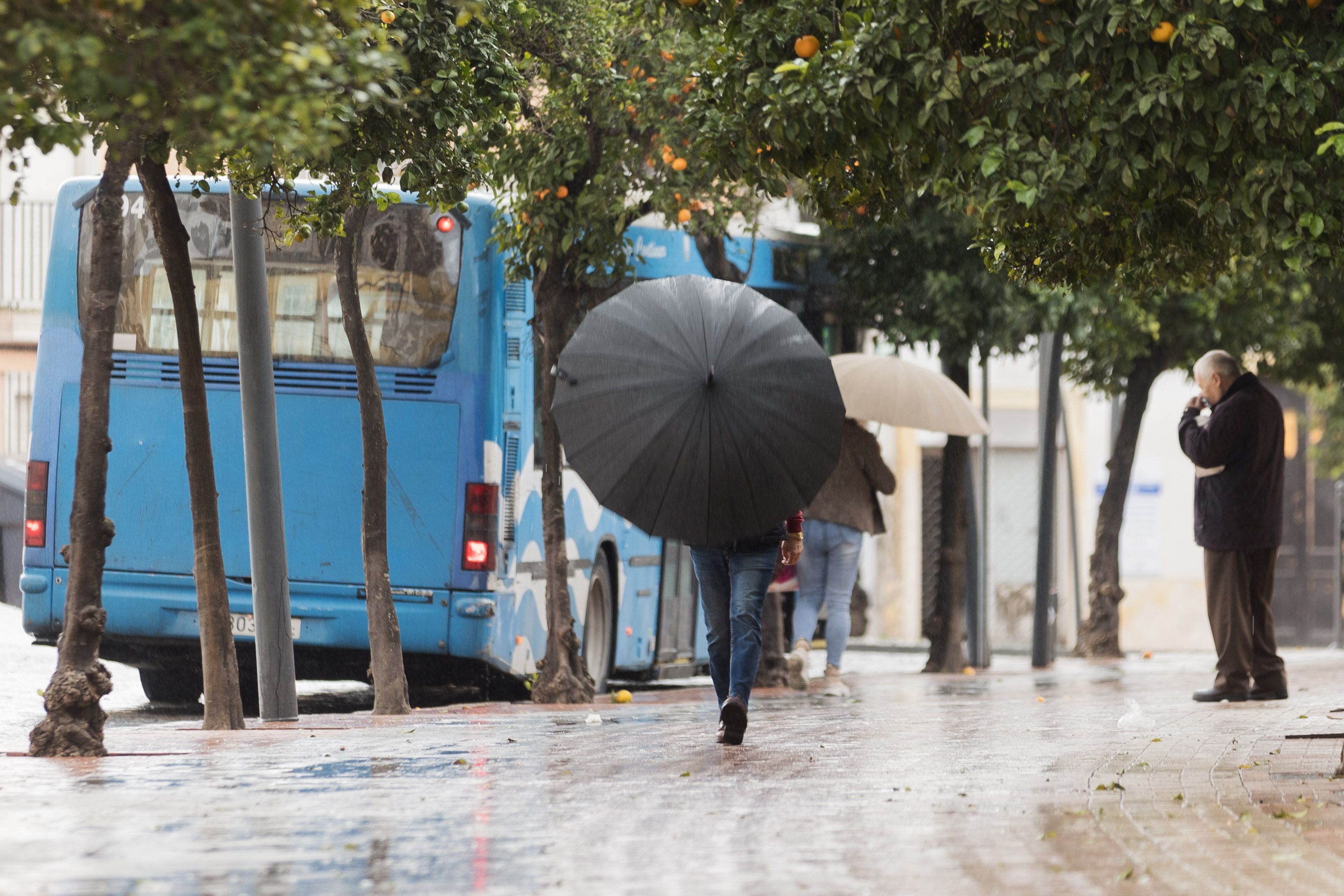 Paraguas en un día de fuertes lluvias, en una imagen reciente.
