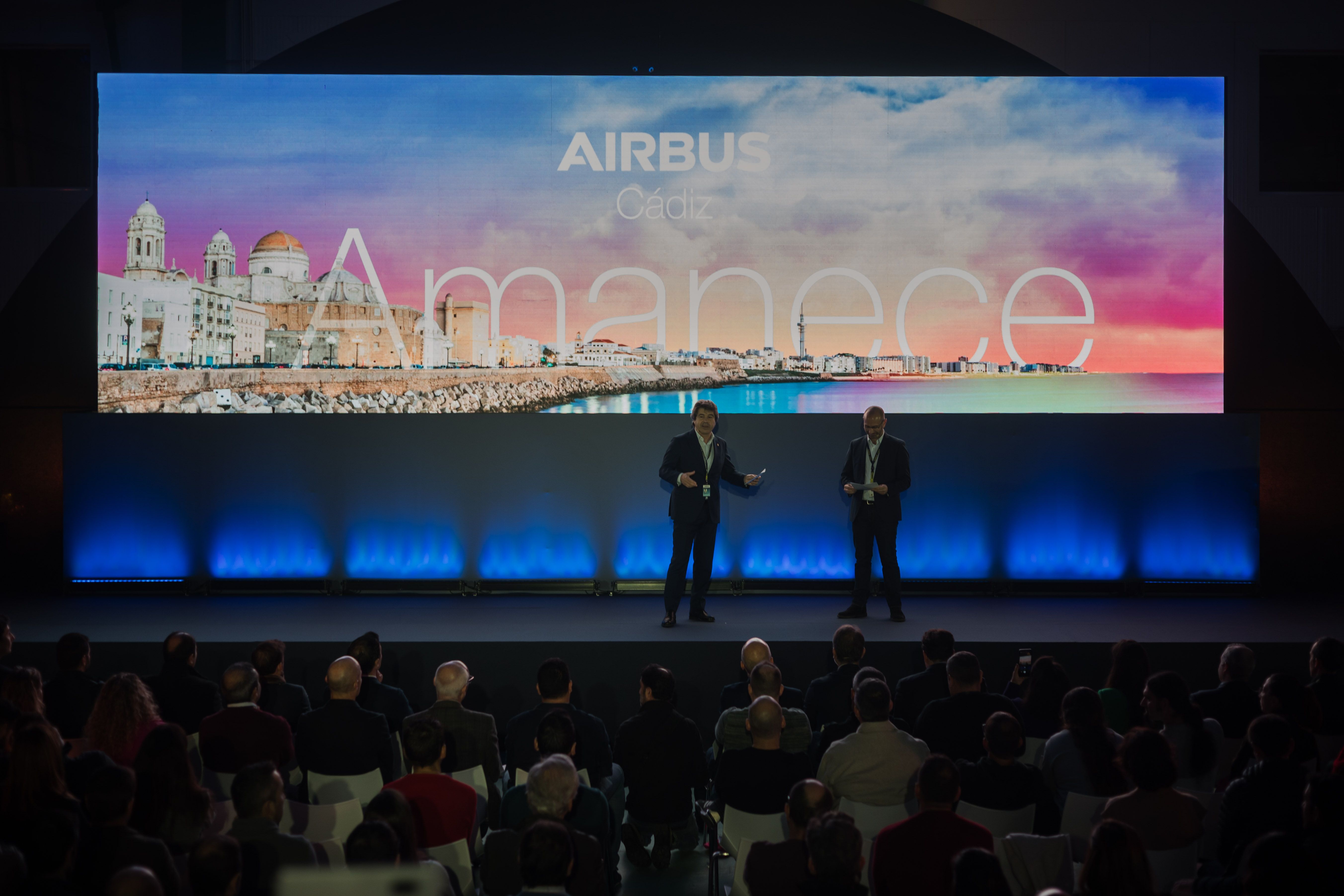 Presentación del proyecto 'Amanece' de Airbus en El Puerto, impulsor del sector aeronáutico.