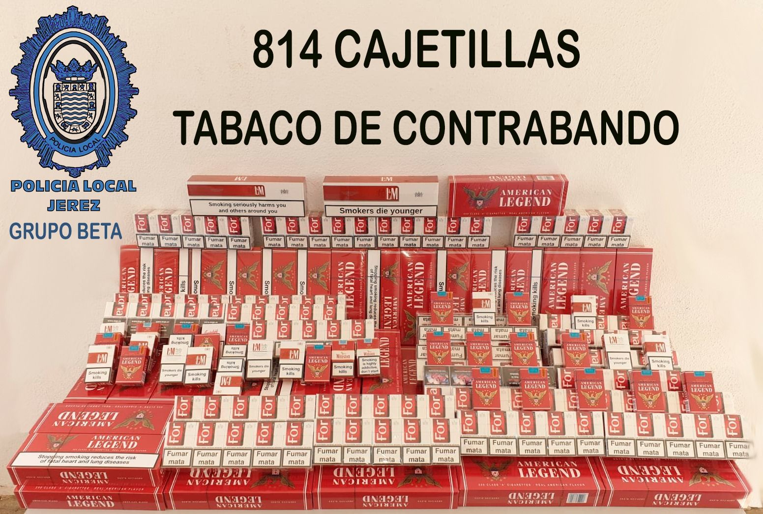 Tabaco de contrabando incautado por la Policía Local de Jerez