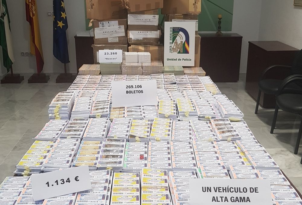 Lotería intervenida por la Jefatura Provincial de Cádiz de Unidad de Policía Adscrita a la Junta de Andalucía
