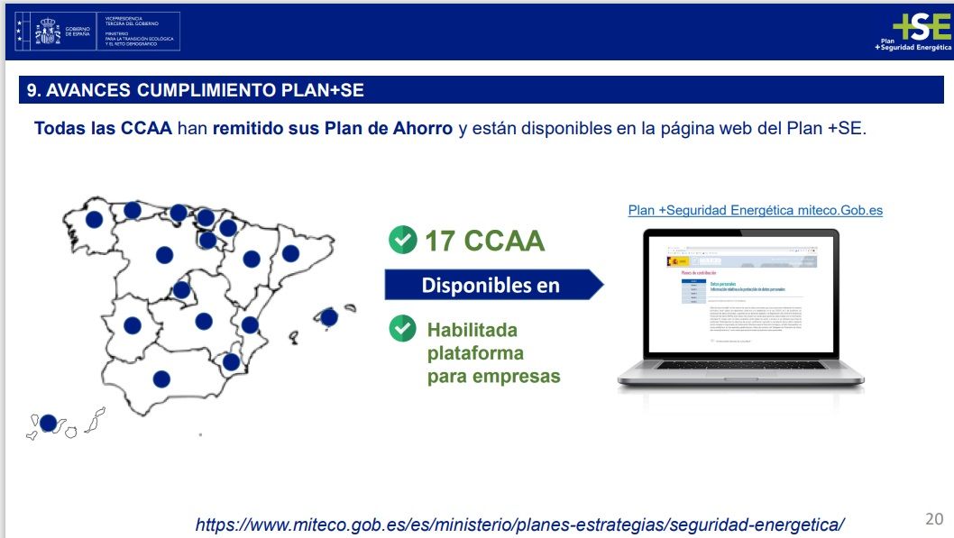 Plan de ahorro de las 17 comunidades. MITECO