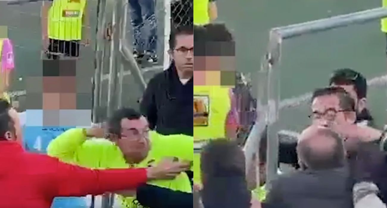 Momento en el que el delegado del equipo visitante lanza un puñetazo contra un padre.