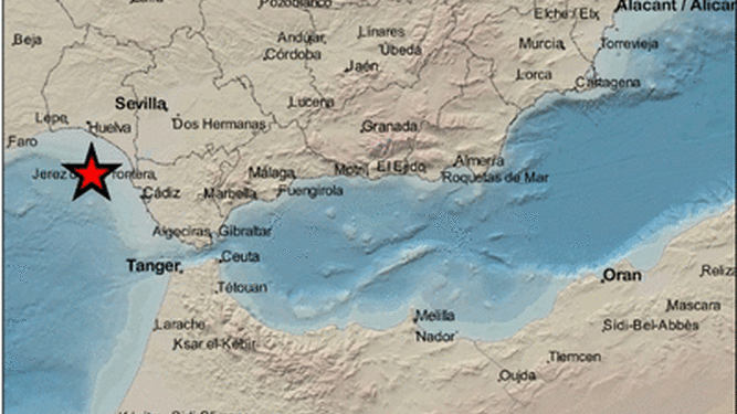 Un terremoto de magnitud 3.9 ha sido registrado en el Golfo de Cádiz, cerca de Sanlúcar